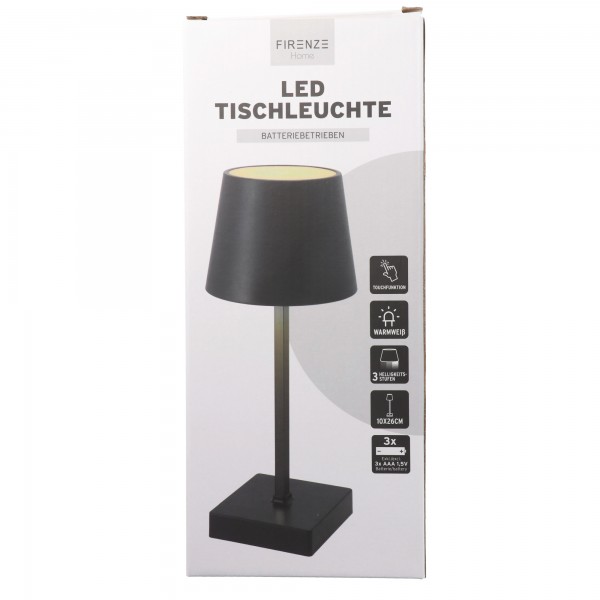 Lampe de table LED avec fonction tactile, blanc chaud, avec 3 piles AAA Micro LR03