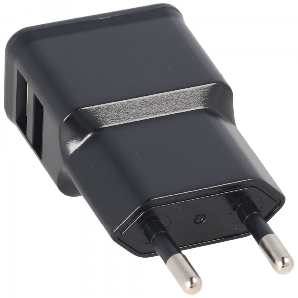 Double chargeur USB 2,4 A, 2x sorties USB, noir