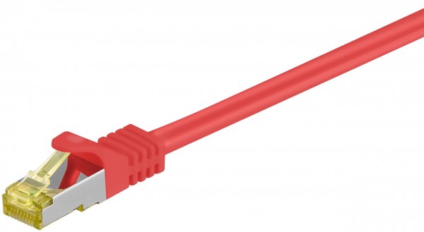 Câble patch Goobay RJ45 CAT 6A S/FTP (PiMF), 500 MHz avec câble brut CAT 7, rouge