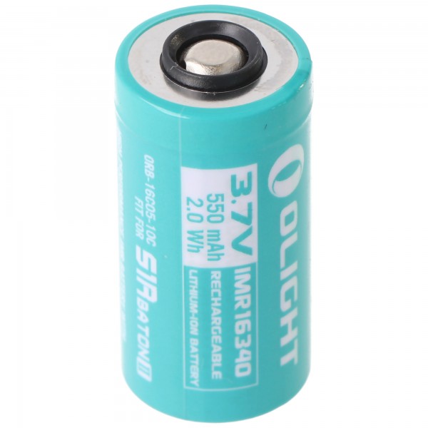 Batterie Olight 16340 ORB-16C05-10C, IMR16340, adaptée pour Olight S1R II, Perun mini, Baton 3, 3.7V, 550mAh