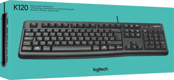 Clavier Logitech K120, USB, noir DE, Vente au détail