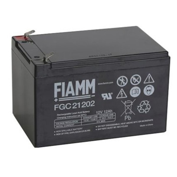 Batterie Fiamm FGC21202 12Ah cyclable avec contacts enfichables Faston 6.3mm