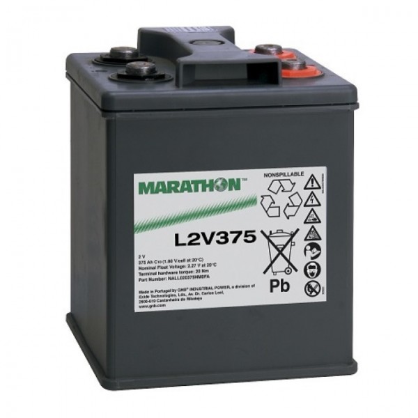 Batterie au plomb Exide Marathon L2V375 avec connexion à vis M8 2V, 375000mAh