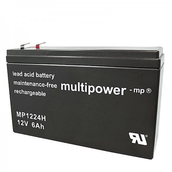 Batterie au plomb Multipower MP1224H à courant fort avec contact à fiche Faston de 6,3 mm