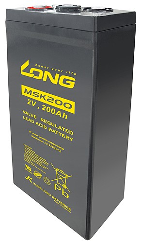 Kung Long MSK200 AGB Batterie plomb-acide 2 volts 200Ah 170 x 106 x 333mm M8 filetage intérieur