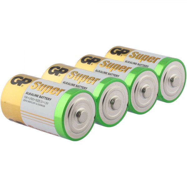 D Mono batterie GP Alcaline Super 1.5V 4 pièces