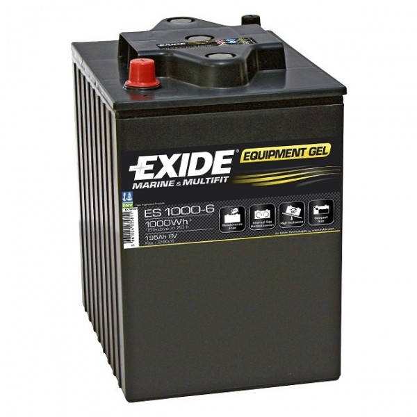 Exide Equipment Gel ES 1000-6 (G180 / 6) Batterie au plomb avec A-Pol 6V, 195000mAh