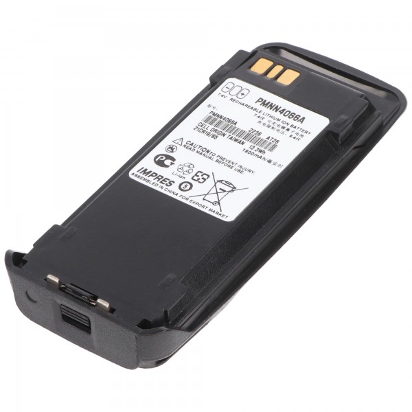 Batterie adaptée pour Motorola DP3600, XiR P8200, PMNN4101A, Li-ion, 7.4V, 1800mAh, 13.3Wh, noir, avec fonction IMPRES