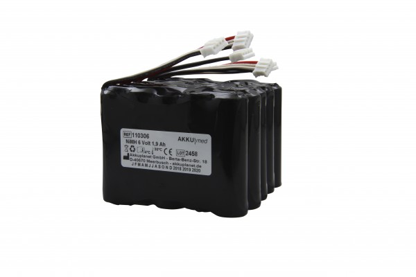 Batterie rechargeable NiMH (paquet de 5) adaptée à la pompe à seringue Fresenius / Injektomat Agilia 6 Volt 1,9 Ah conforme CE