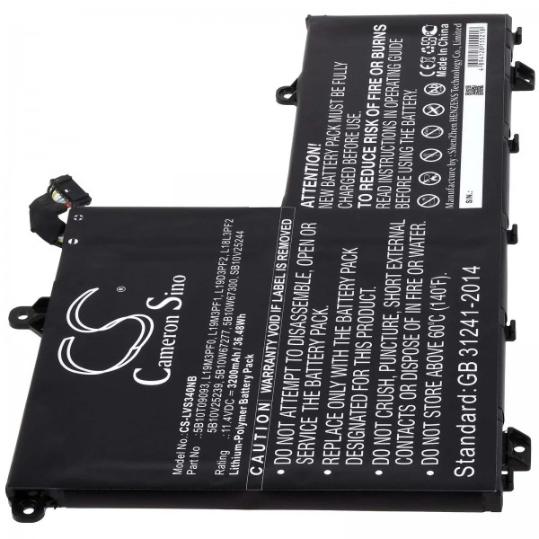 Batterie pour ordinateur portable Lenovo IdeaPad IdeaPad S340-15IWL, type L18L3PF2, type L19M3PF0 - 11,4V - 3200 mAh