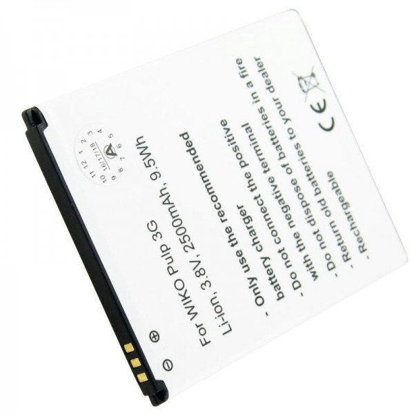 Batterie de remplacement pour la batterie Wiko Pulp 3G 5251, dimensions 76.95 x 59.95 x 4.20mm