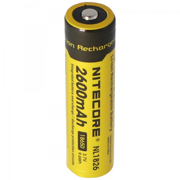 NiteCore 18650 Batterie Li-ion pour lampes de poche à LED NL186 avec 2600mAh, CR18650