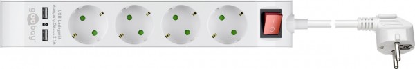 Multiprise Goobay 4 voies avec interrupteur et USB - jusqu'à 2 appareils USB et 4 appareils électriques peuvent être connectés - ATTENTION PRISE DE TYPE F