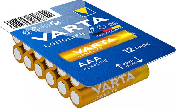 Piles alcalines Varta, Micro, AAA, LR03, 1,5 V longue durée, boîte de vente au détail (paquet de 12)