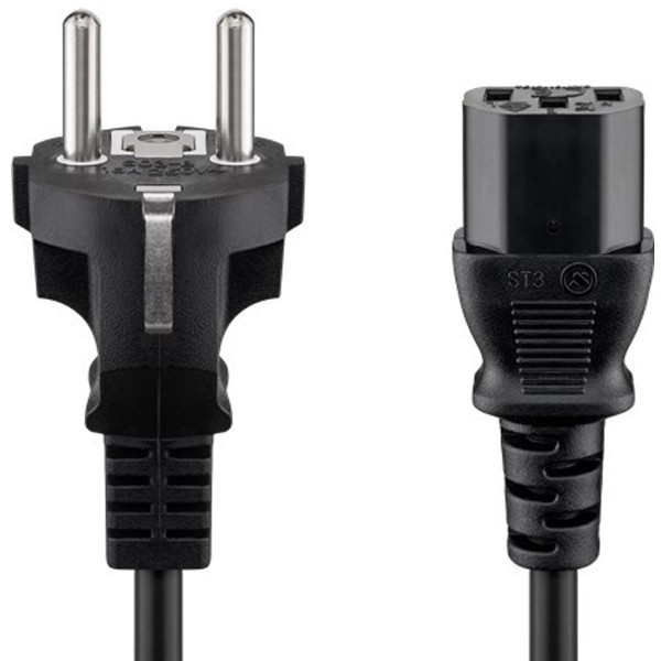Câble de connexion pour appareils froids noir 1,5 mètre, adapté aux appareils froids tels que PC, moniteur, projecteur