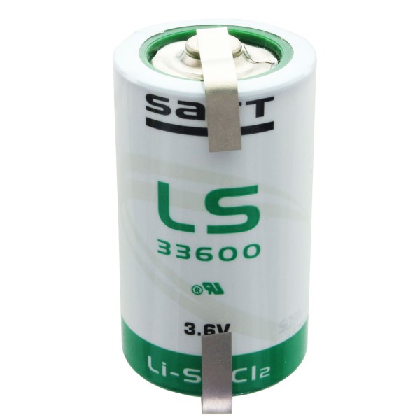 SAFT LS33600 Batterie au lithium 3.6V primaire avec cosse à souder en forme de U