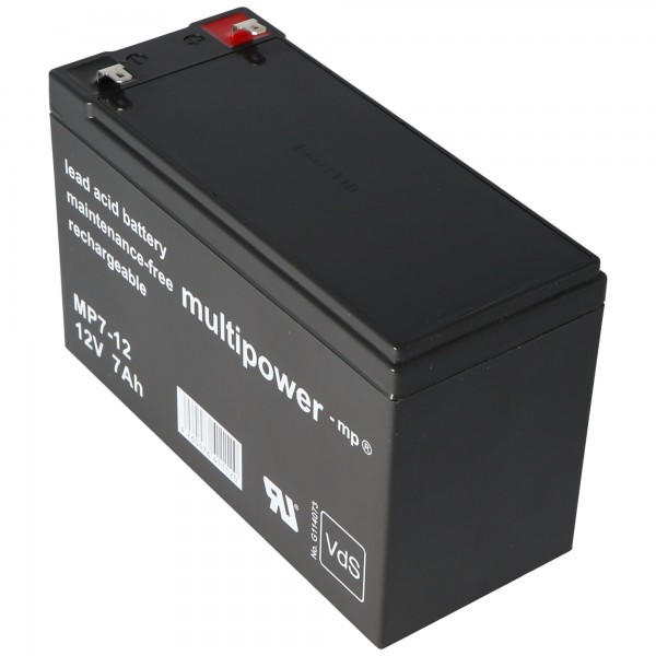Batterie au plomb MultiPower MP7-12 avec Faston 4,8 mm 12V, 7000mAh