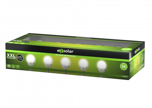 Éclairage solaire à LED Cracked Ball, éclairage de jardin solaire avec fonction de changement de couleur, y compris 5 piles AA Ni-MH de 1,2 V, lot de 5