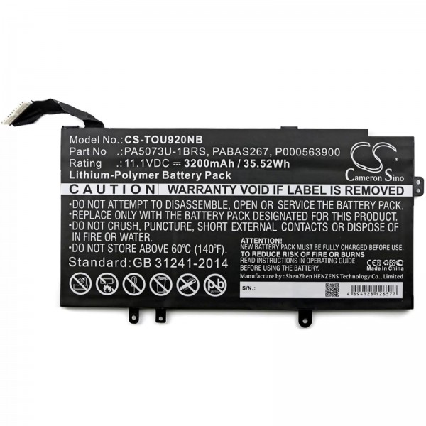 Batterie pour ordinateur portable Toshiba Satellite U920t / type PA5073U-1BRS - 11,1V - 3200 mAh