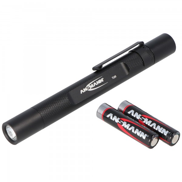 Lampe stylo en aluminium Ansmann Future T120 avec système de réflecteur très efficace, y compris piles et clip amovible