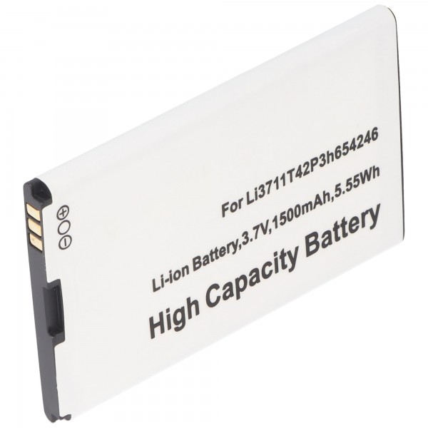 Batterie Li-Ion - 1500mAh (3.7V) pour téléphone portable, smartphone, téléphone remplace Li3711T42P3h654246, LI3715T42P3H654251