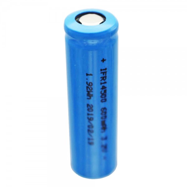 Batterie solaire de 3,2 volts Lithium IFR 14500 AA 600mAh LiFePo4 Batterie à dessus plat sans protection Dimensions 14.2 x 50.2mm