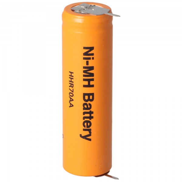 Batterie NiMH Panasonic Flat Top HHR-70AA 1,2 V 700 mAh, batterie AA Mignon avec connexion d'impression sur plus et moins