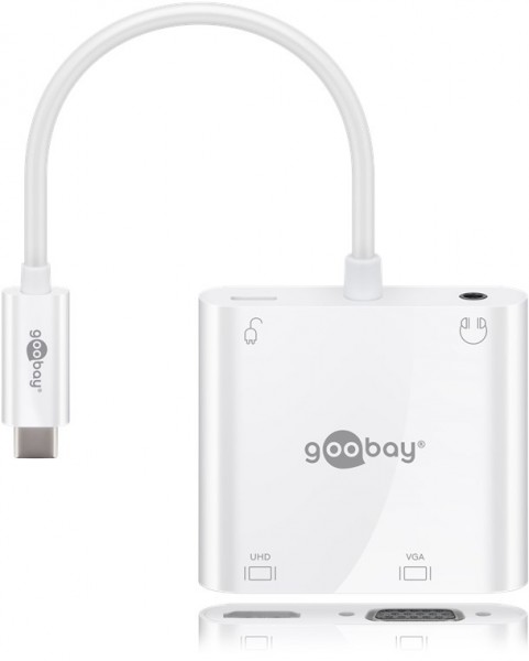 Adaptateur multiport Goobay USB-C™ HDMI™+VGA+PD 100 W - étend un appareil USB-C™ avec une connexion HDMI™, une audio 3,5 mm et une connexion VGA