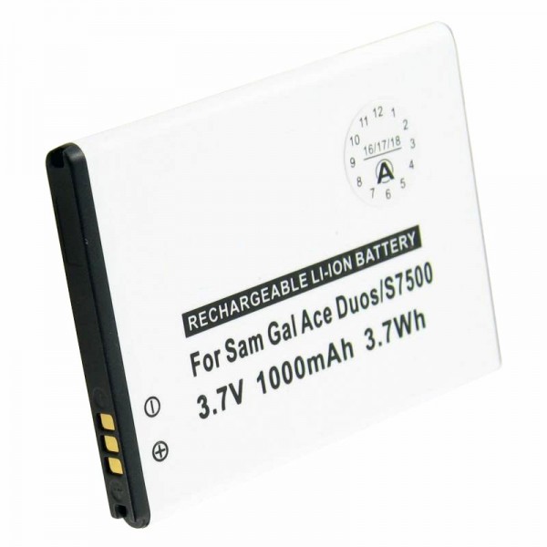 Batterie pour Samsung Galaxy Ace Plus, Galaxy Mini 2, GT-S6500, GT-S7500, 1000mAh