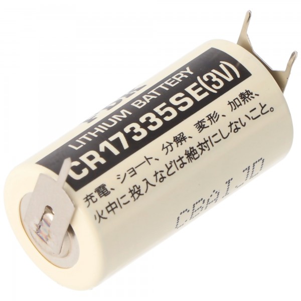 Pile au lithium Sanyo CR17335 SE taille 2/3A, cosses à souder triple impression, dimension de grille 7,6 mm