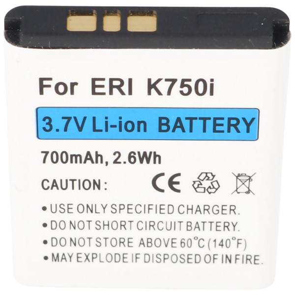 BST-37 Batterie de remplacement pour Sony Ericsson V600i, D750, K750i, K600i, J100I, J110I, J120I, J220I, J230I 3,7 Volt 700mAh