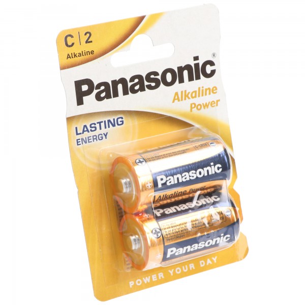 Pile alcaline Panasonic, bébé, C, LR14, alimentation alcaline 1,5 V, blister de vente au détail (paquet de 2)