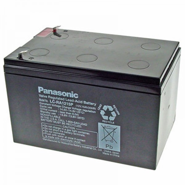 Panasonic LC-RA1215P1 Batterie 12 Volts 15Ah, Contacts mâles 6.3mm