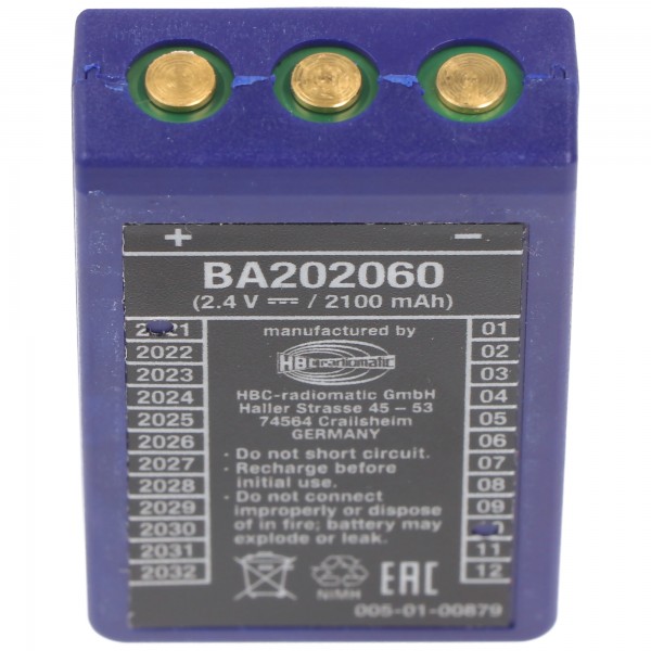 Batterie de grue d'origine NiMH 2.4V 2100mAh batterie d'origine HBC BA202060