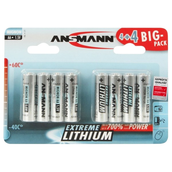Batterie au lithium ANSMANN Mignon AA / FR6, paquet de 8