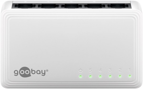 Commutateur réseau Goobay 5 ports Gigabit Ethernet - 5x prises RJ45, négociation automatique, 1000 Mbit/s