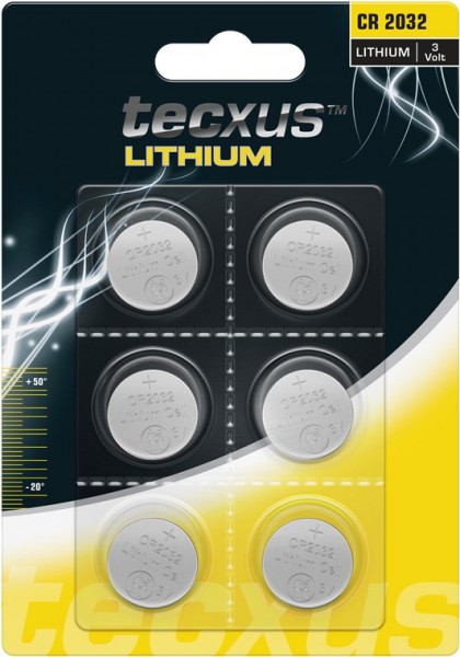 Tecxus CR2032 - Pile bouton au lithium, 3V