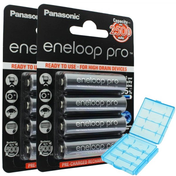 Sanyo XX eneloop Technology Paquet de 8 HR-3UWX 2500mAh et AccuCell BatterieBox, nouvelle version de Panasonic