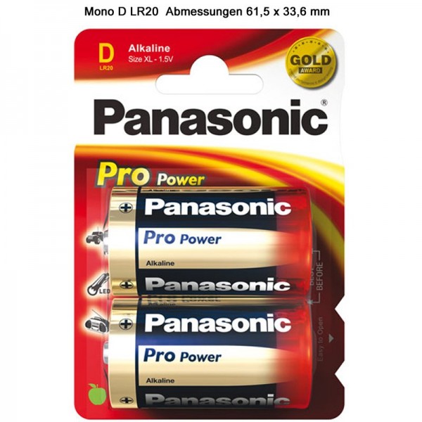 Panasonic LR20 Pro Power Mono Batterie 2 blister Mono LR20 Taille D