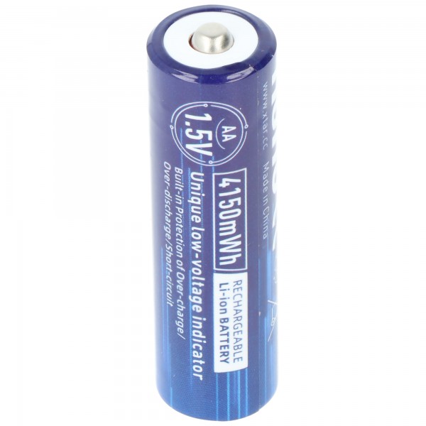 Batterie lithium-ion XTAR AA 1,5 V 4150 mWh 2500 mAh 50,3 x 14,3 mm, haute tension constante, particulièrement adaptée aux caméras animalières, thermostats, flashs et bien plus encore.