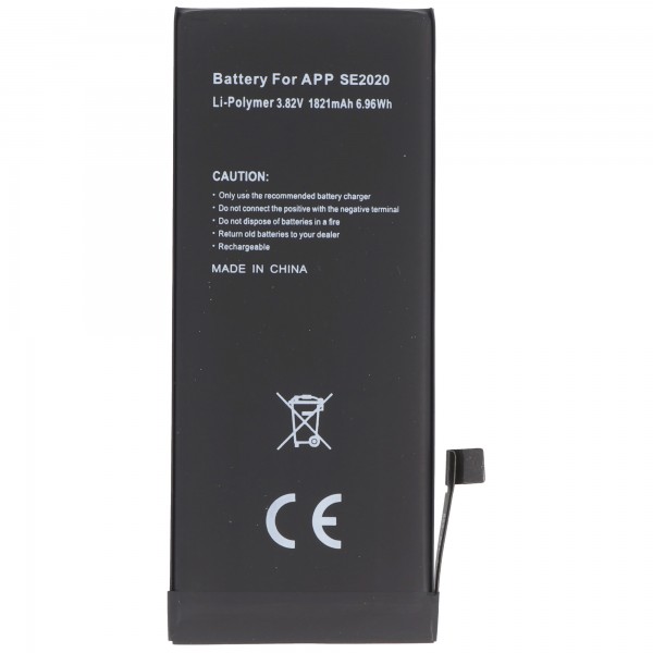 Batterie adaptée pour Apple iPhone SE 2020, A2296, Li-Polymer, 3.82V, 1821mAh, 6.9Wh, intégrée, sans outil