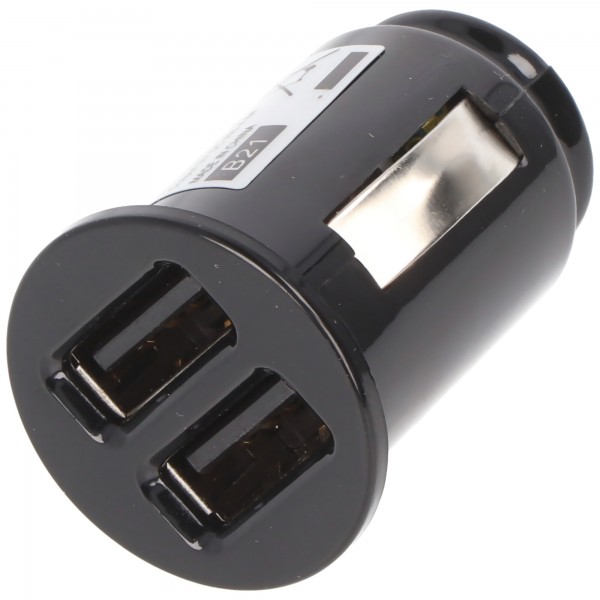 Adaptateur chargeur voiture AccuCell USB - Dual USB - 4.8A avec Auto-ID - noir - TINY