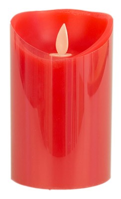 Bougie en cire véritable Ampercell LED rouge 12,5 cm - avec lumière vacillante