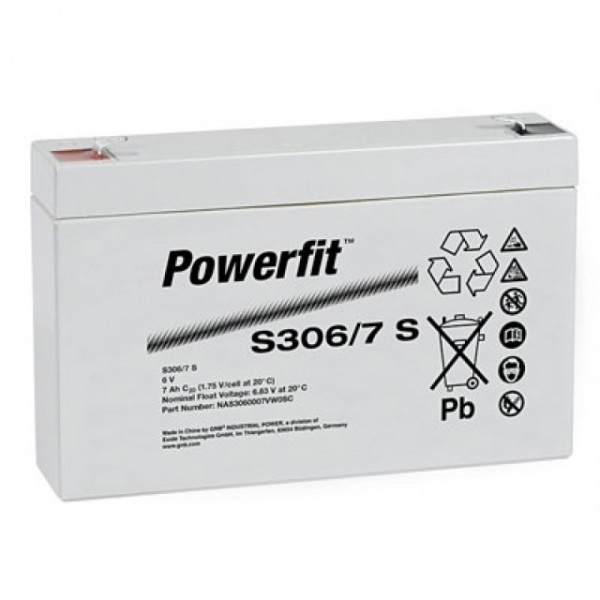 Batterie Exide Powerfit S306 / 7S au plomb avec Faston 4.8mm 6V, 7500mAh