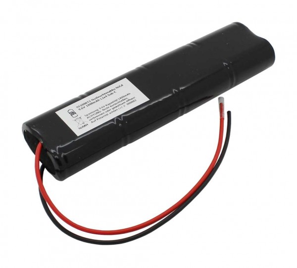 Batterie éclairage de secours NiCd 9.6V 1800mAh L2x4 Sub-C avec câble 200mm d'un côté
