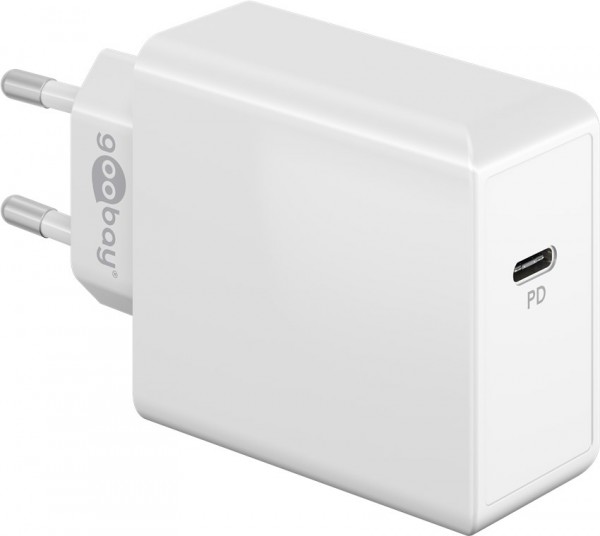 Chargeur rapide Goobay USB-C™ PD (65 W) blanc - adaptateur de charge avec 1x port USB-C™ (Power Delivery)