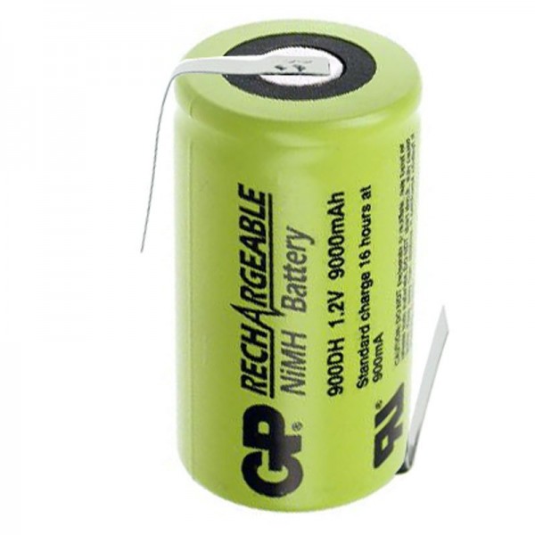 GP900DH-EB Batterie Mono GP NiMH 1,2 Volt 9000mAh avec cosses à souder en forme de Z