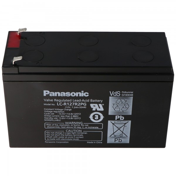 Batterie au plomb Panasonic LC-R127R2PG PB 12 volts 7.2Ah VDS G193046, 4.8mm