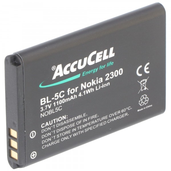 AccuCell batterie adaptée pour Nokia 6267, BL-5C, BL-5CA