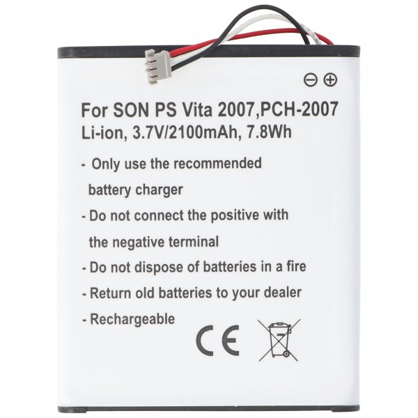 Batterie pour Sony PS Vita 2007, PCH-2007, Li-ion, 3.7V, 2100mAh, 7.8Wh